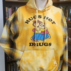 Upcycled Oversized Arthur Hoodie with Flannel Sleeves